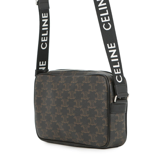 CELINE Triomphe Horizontal Messenger Bag Black/Brown197202DND.38OS PVCLeather Size Medium