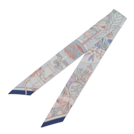 HERMES Twilly Precious Paradise HERMES Spring/Summer 2024 Gris Perle/Blue/Rose Pearl Silk100%