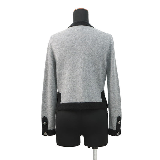 CHANEL COCO Button cardigan Size 36 Gray/BlackP71355 K10217 NE807 Cashmere100% Rhinestone