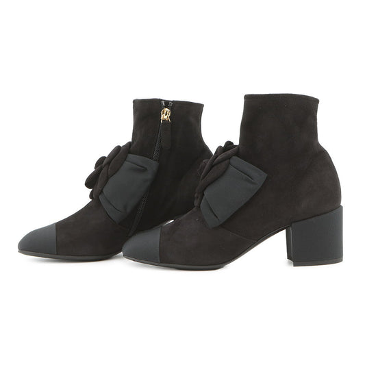 CHANEL Camellia short boots BlackG45310 suede Size 37C