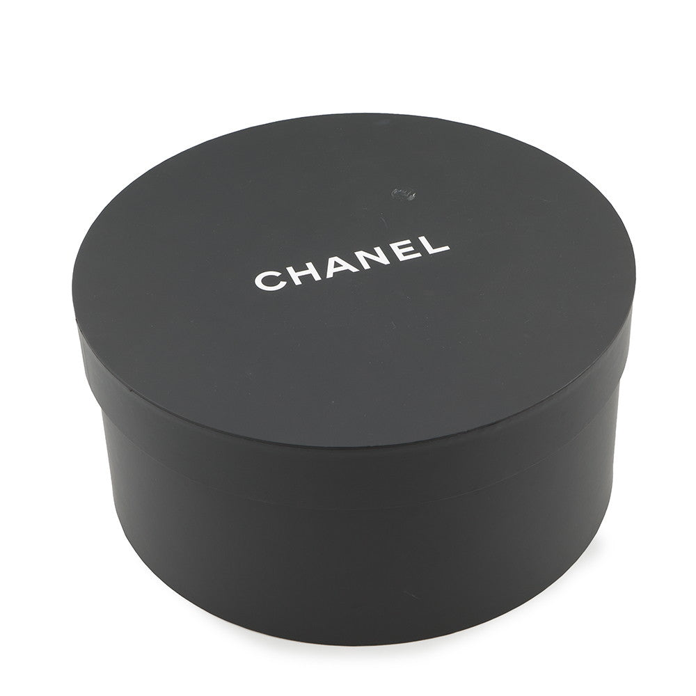 CHANEL CC Logo Ribbon Straw Hat Size M Beige/Black Straw100%