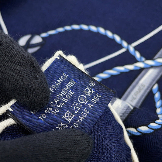 HERMES Giant Square Chorus Stellarum Spring/Summer 2025 Size 140 Marine/Indigo/White Cashmere70% Silk30%
