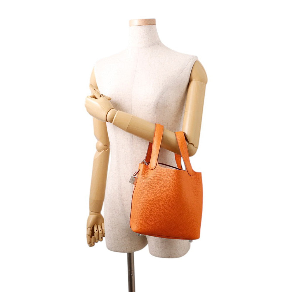 HERMES Picotin Lock Orange minyan Taurillon Clemence Size PM
