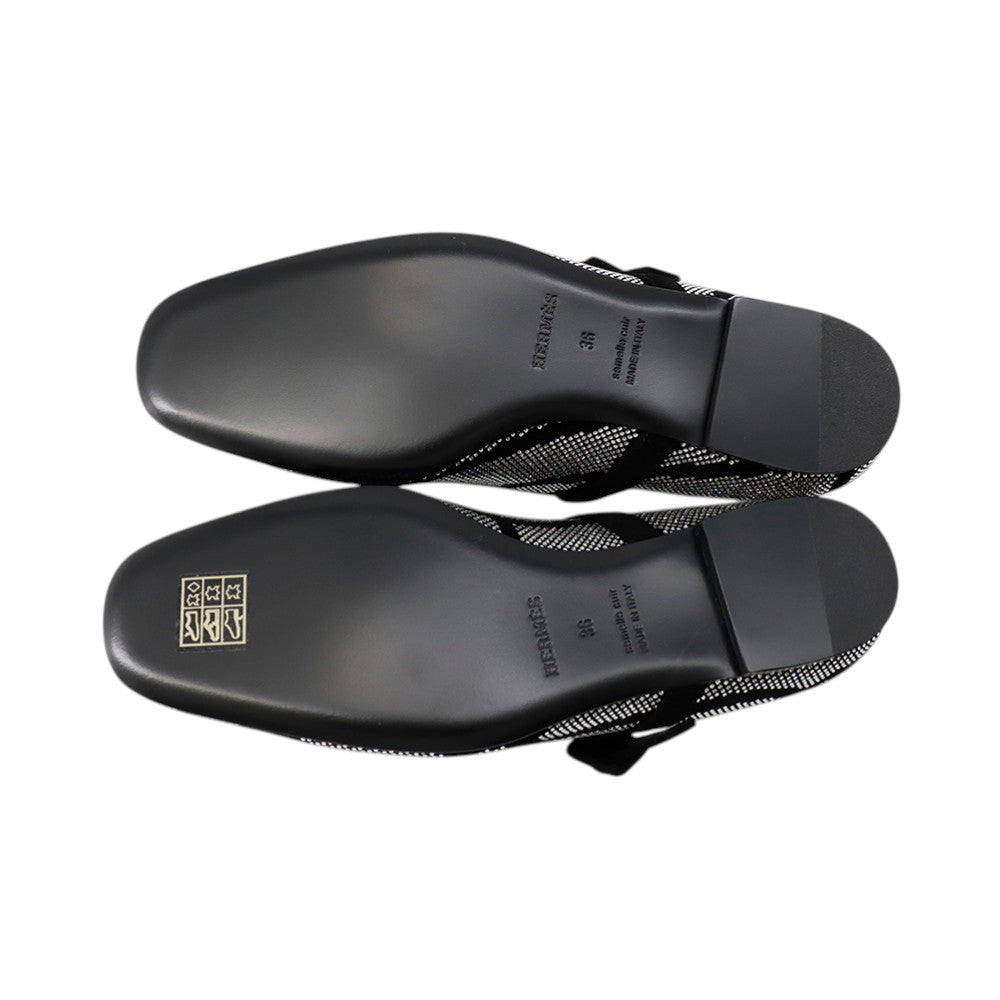 HERMES Lightweight flat ballet shoes BlackH252057Z Suede Bijoux Size 36