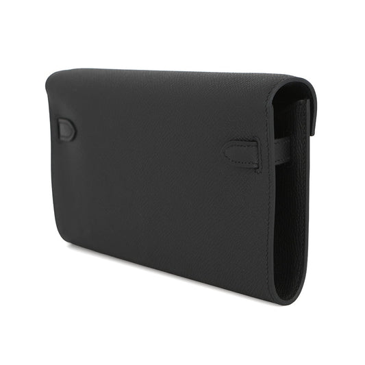 HERMES Kelly wallet long to go Black Epsom