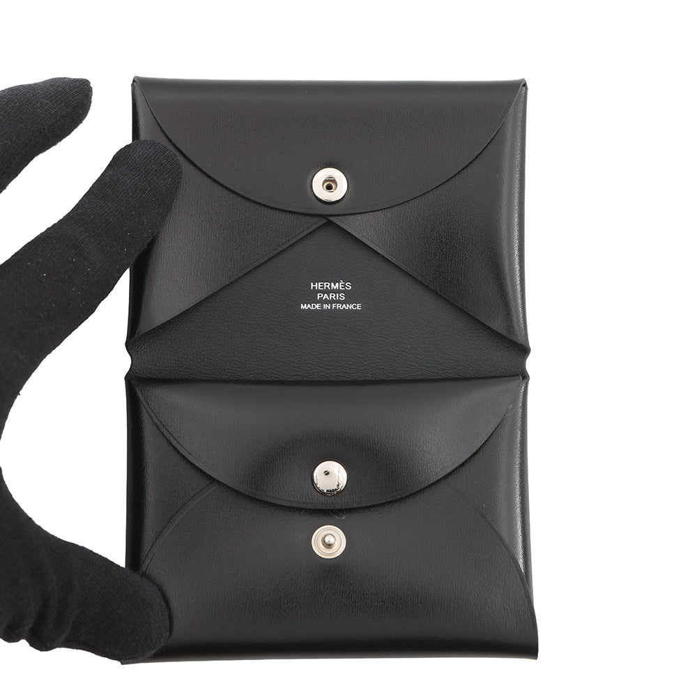 HERMES Calvi Duo Black Box Calf Leather