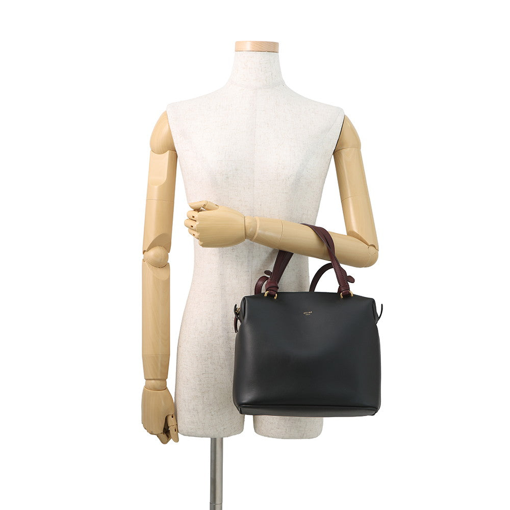 CELINE Soft Cube 2-Way Handbag Black/Bordeaux181613 Leather