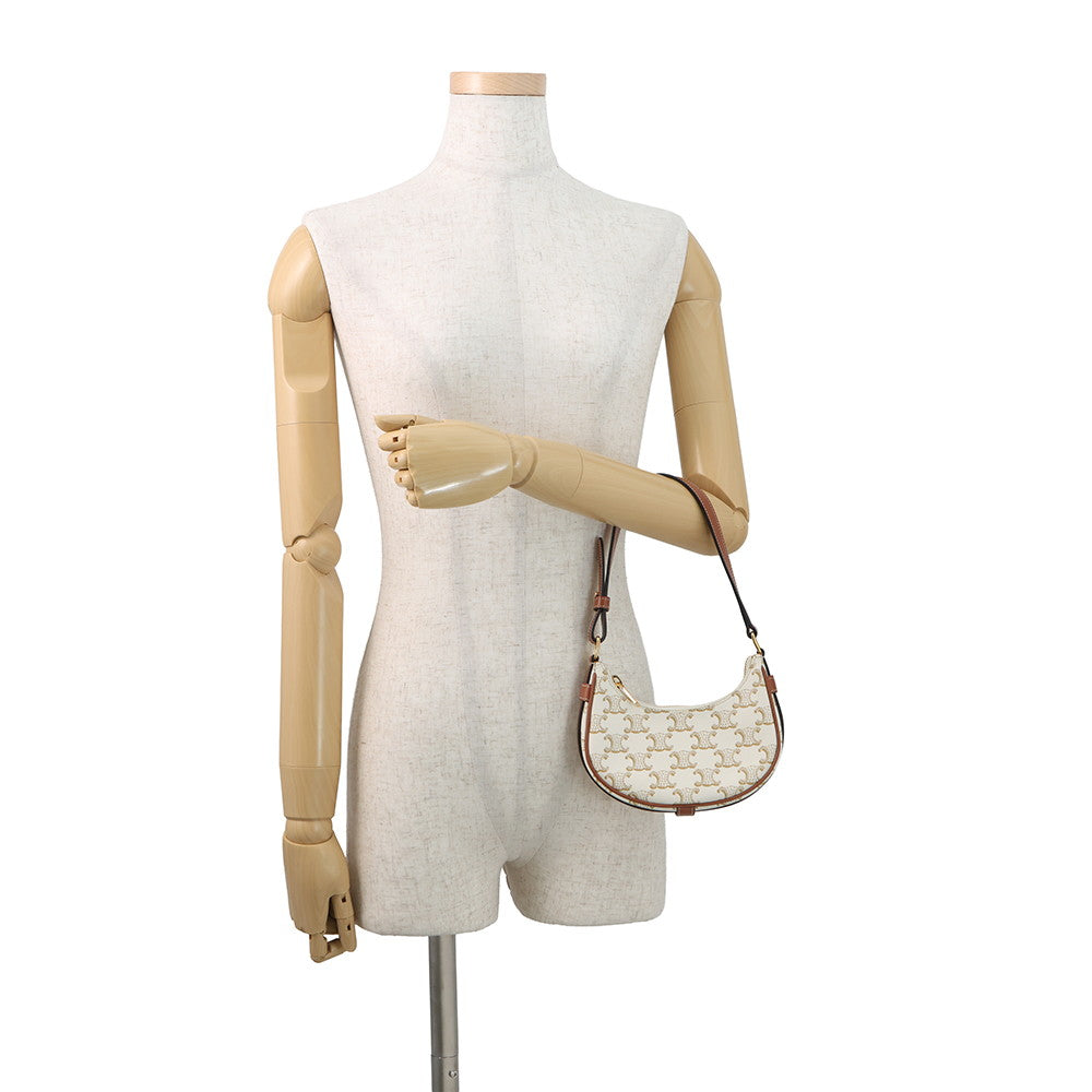CELINE Ava Handbag White/Tan10I602DS1.01TA PVC Calf Leather Size Mini