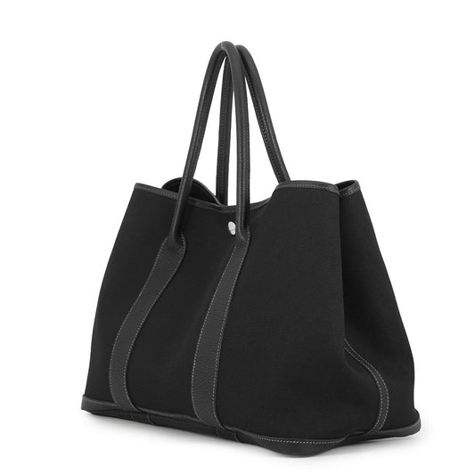 HERMES Garden Party Black Toile Officier Negonda Leather Size PM