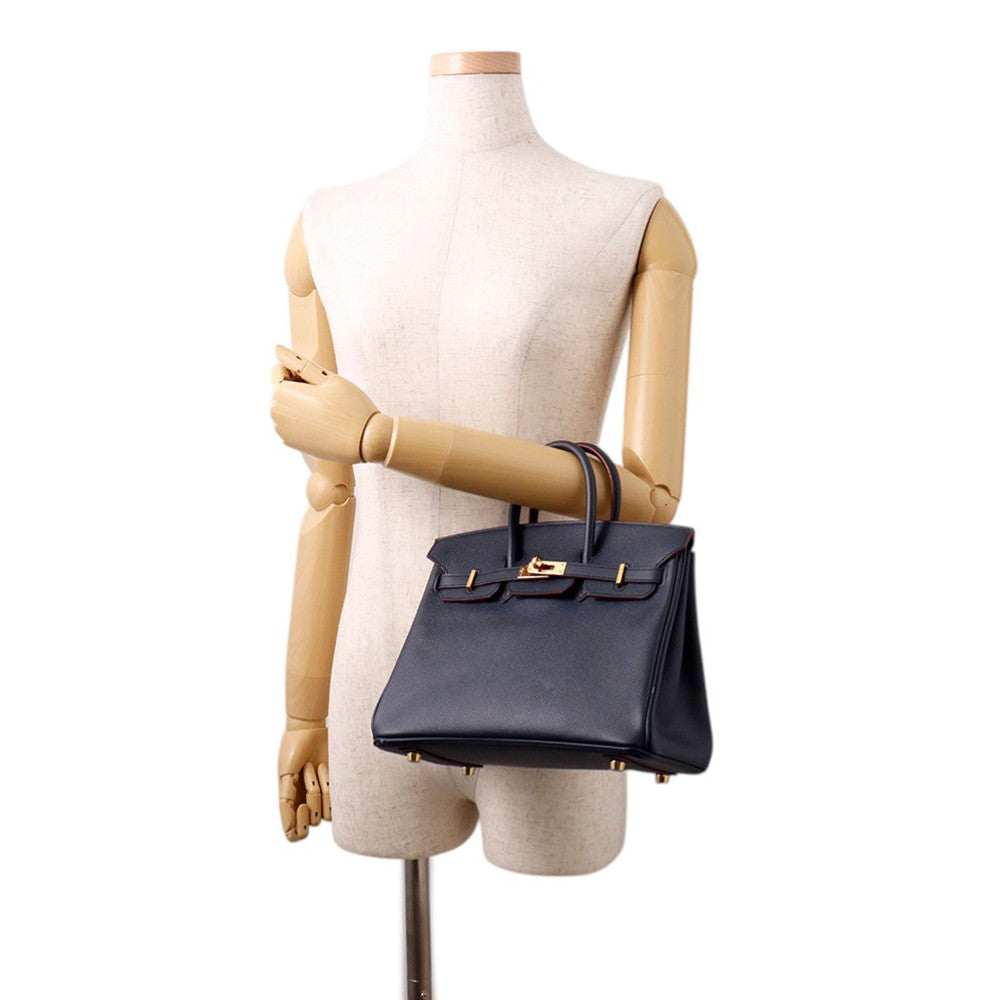 HERMES Birkin Contour Blue Indigo/Rouge H Epsom Size 25
