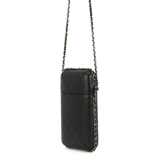 CHANEL Matelasse Chain Phone Case BlackA94471 Lambskin
