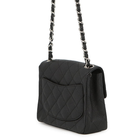 CHANEL Mini Matelasse Chain Shoulder Bag BlackA01115 Caviar Leather Size 17