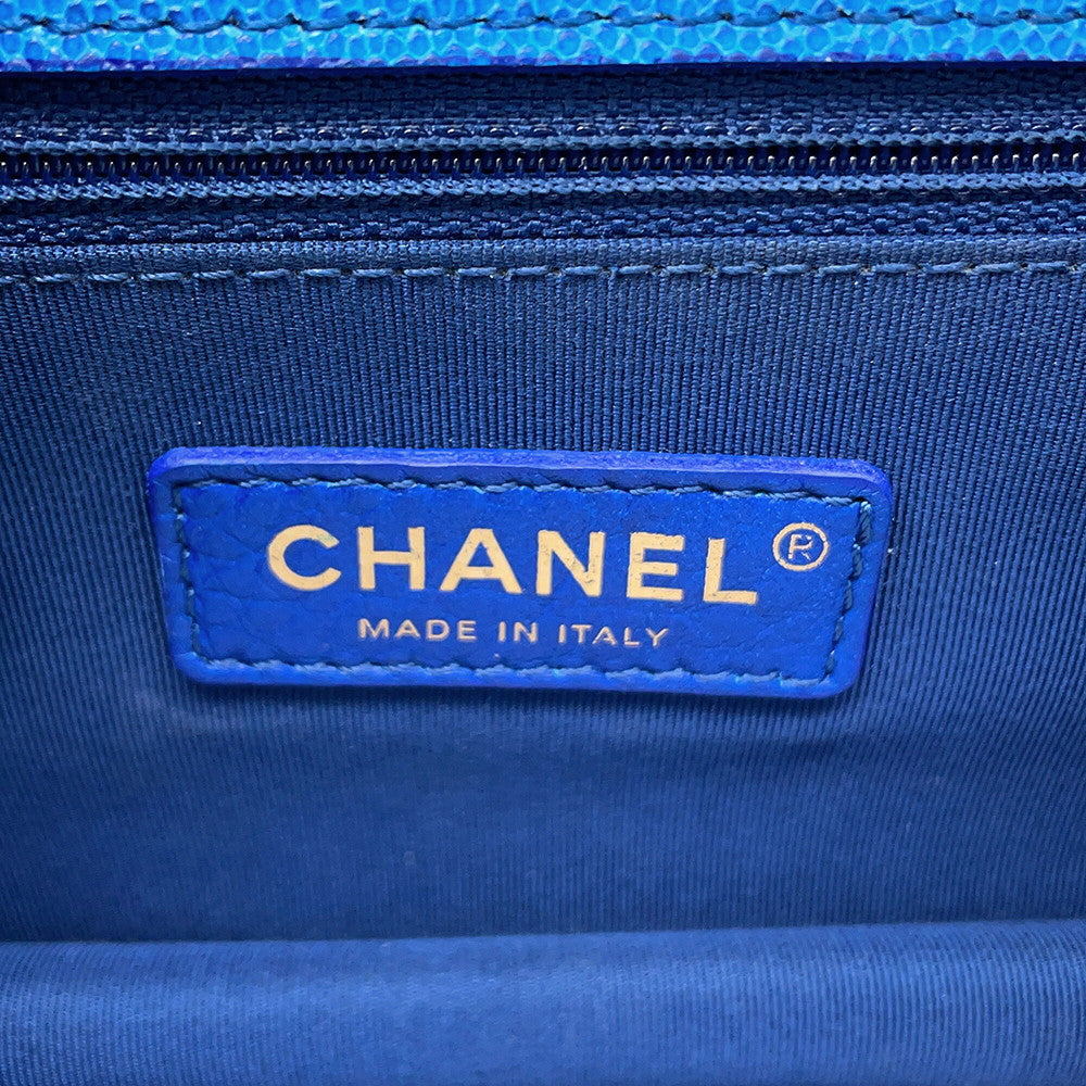 CHANEL Matelasse Chain Crossbody Bag Blue Caviar Leather