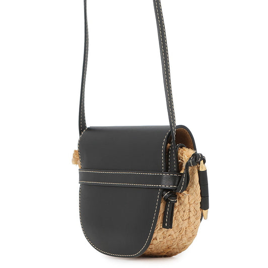 LOEWE Gate Shoulder Bag Black/Natural329.13.U62 Raffia Leather Size Mini