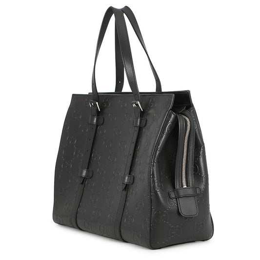 GUCCI GG embossed Tote Bag Black625774 527066 Leather