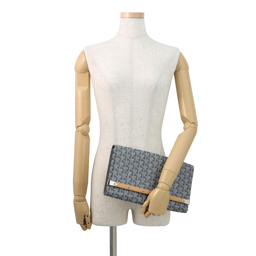 GOYARD Monte Carlo Clutch Bag Gray PVC Leather