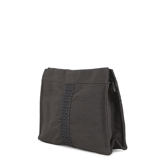 HERMES Her Line Clutch Bag Gray Canvas