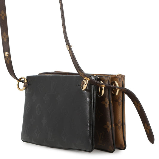 LOUIS VUITTON Pochette・LV3 Noir/BrownM45412 Monogram Monogram Reverse Canvas Lambskin