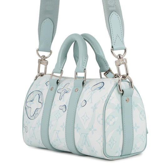 LOUIS VUITTON Keepall Bandouliere Light BlueM22527 Monogram Aqua Garden Size 25