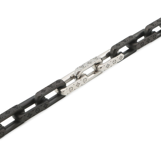 LOUIS VUITTON Bracelet・Monogram Chain Size L Silver/BlackM00687 Metal