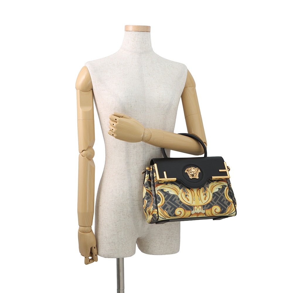FENDI Fendace La Medusa Shoulder Bag Black/Yellow/BrownDBFI039_1A03697_5B02V PVC Leather Size Medium
