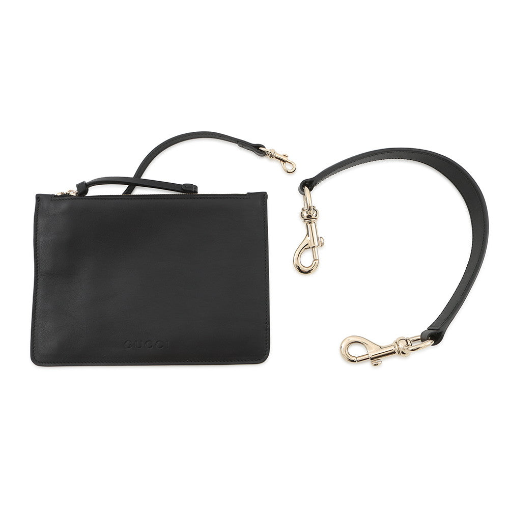 GUCCI GUCCI B One Shoulder Bag Beige/Black815924 Canvas Leather Size Medium