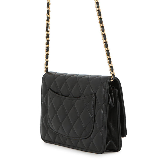 CHANEL Classic Matelasse Chain Wallet BlackAP0250 Lambskin