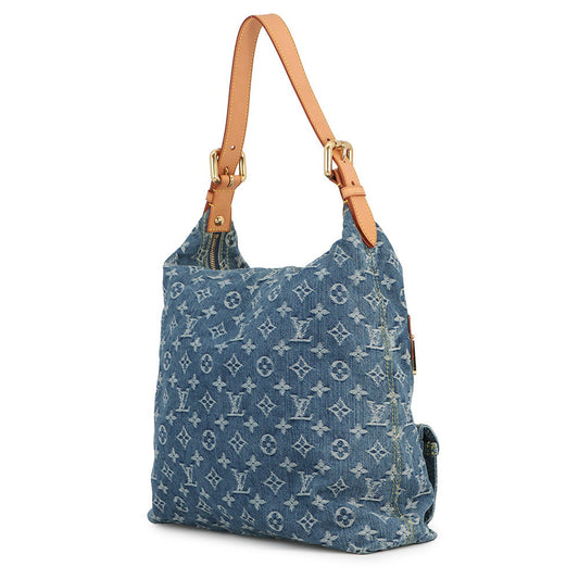 LOUIS VUITTON Baggy Blue/YellowM95048 Monogram Denim Size GM