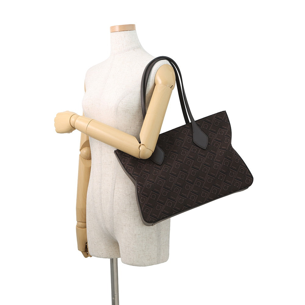 Ferragamo Star Tote Bag Brown219934 779547 Canvas Leather