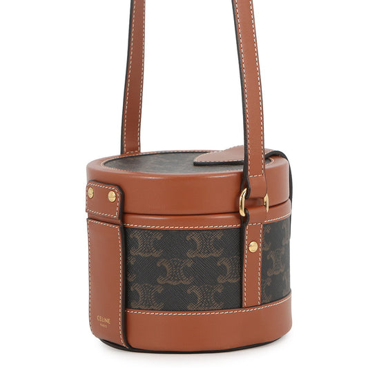 CELINE Triomphe Tambour Tan195642BZJ.04LU PVC Leather Size Small