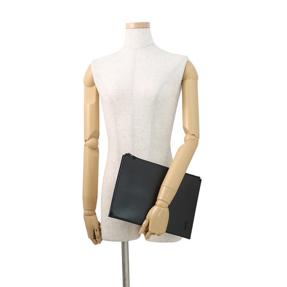 SAINT LAURENT PARIS Tiny Monogram Tablet Case Clutch Bag Black6077791JB0U1000 Calf Leather