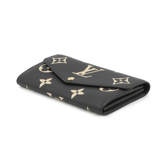 LOUIS VUITTON Portefeuille Sarah Noir/BeigeM80496 Bicolor Monogram Empreinte Leather