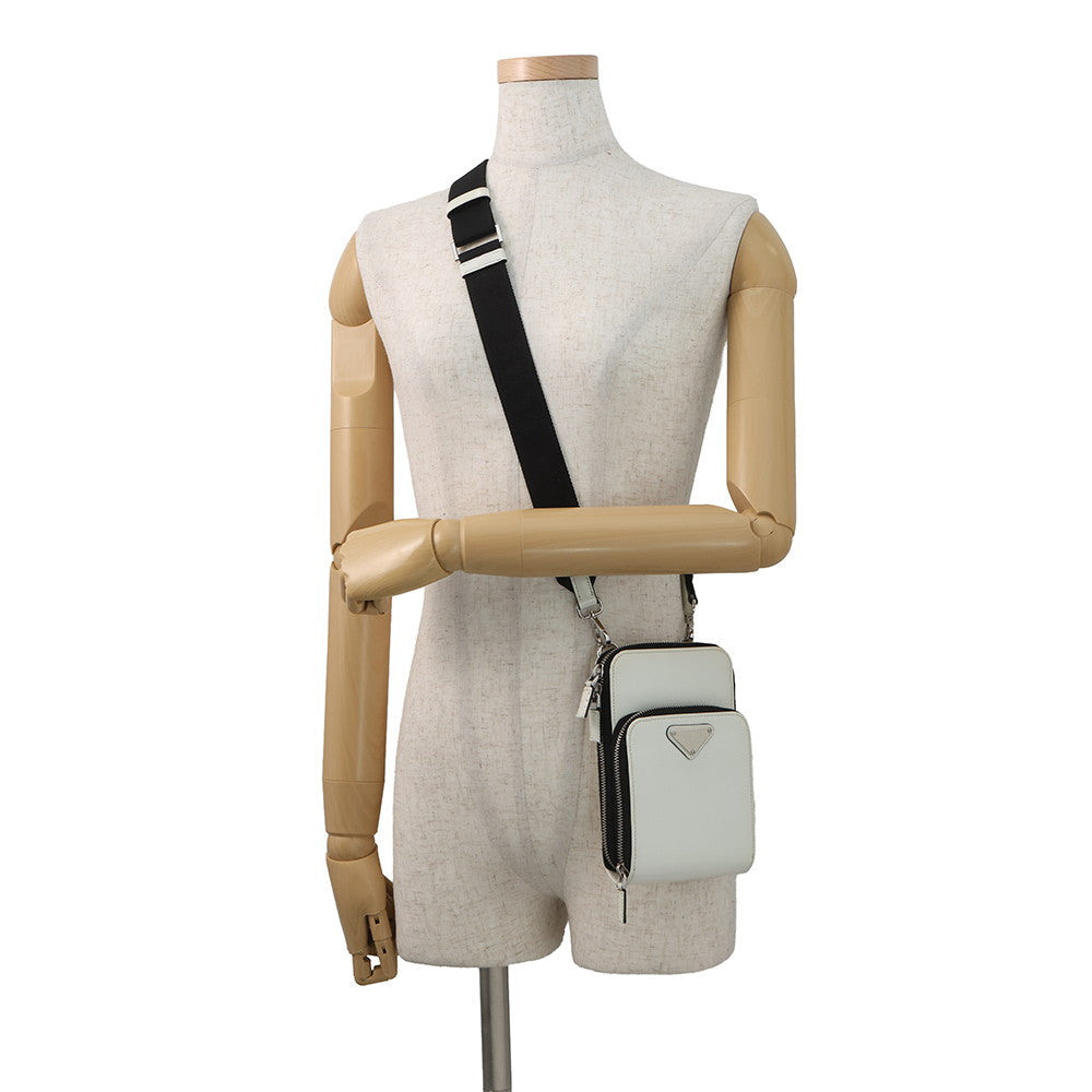 PRADA Triangle Smartphone Shoulder White2ZH126 Leather