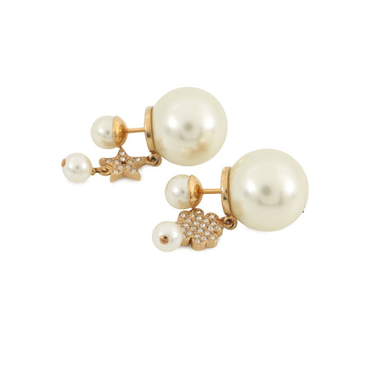 Dior Faux Pearl Earrings Gold Plated Faux Pearl Rhinestone