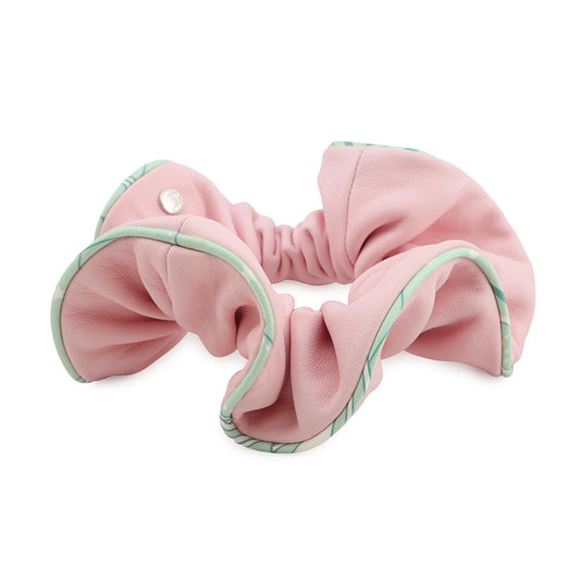 HERMES Scrunchie Claudia Rose Sakura Lambskin Silk