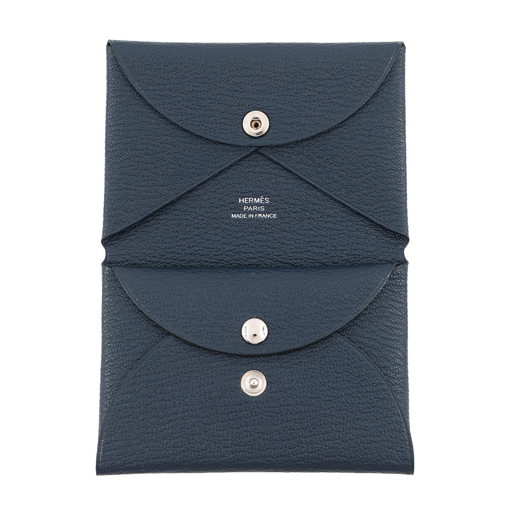 HERMES Calvi Duo Blue Indigo Chevre Myzore Goatskin