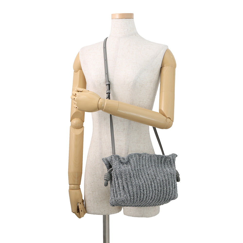 LOEWE flamenco Silver Lurex fabric Leather