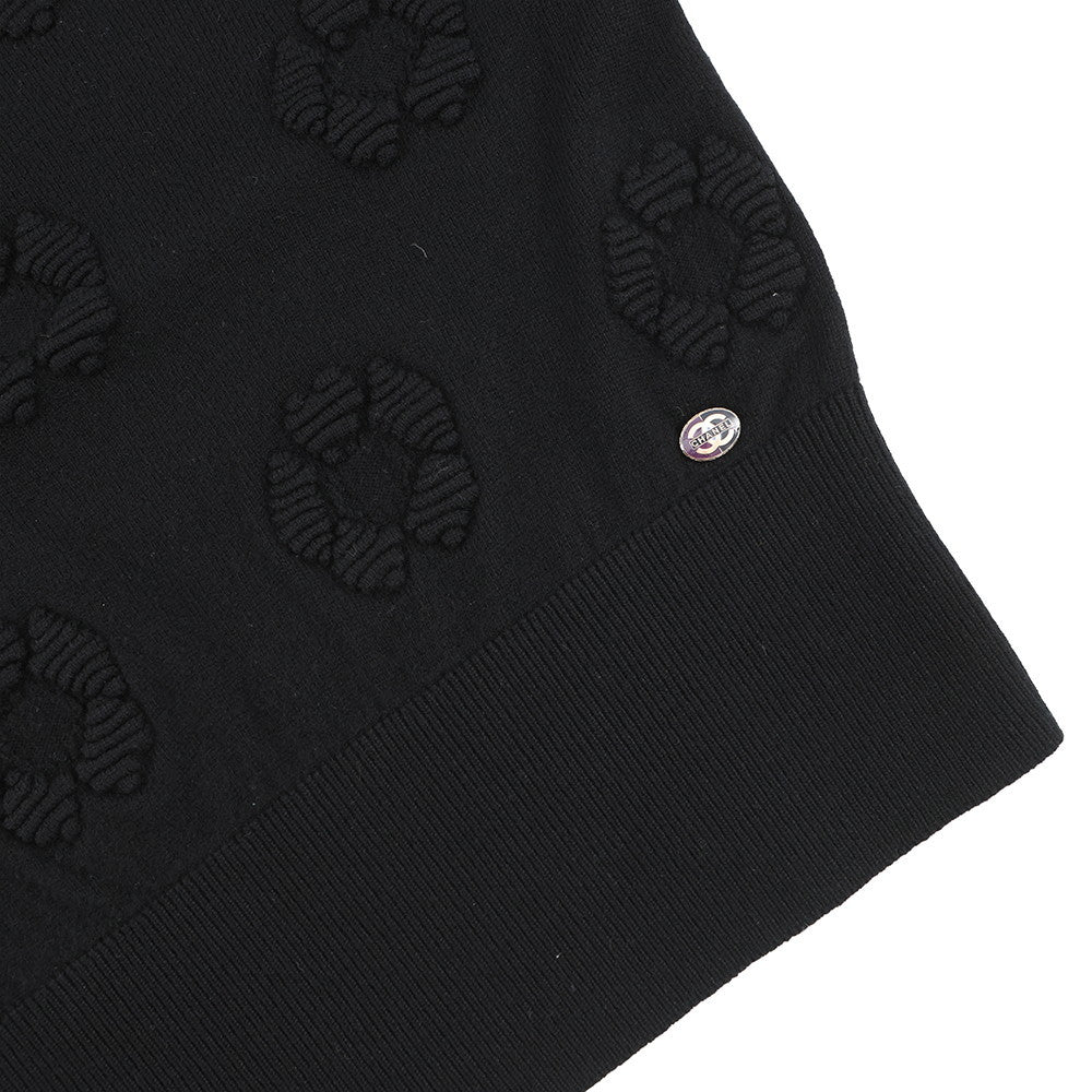 CHANEL Camellia Jacquard Knit Sweater Size 36 BlackP56231-K07328-94305 Cashmere100%