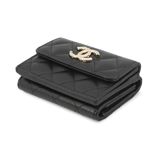 CHANEL Matelasse Small Flap Tri-fold Wallet BlackAP4319-B18212-94305 Caviar Leather