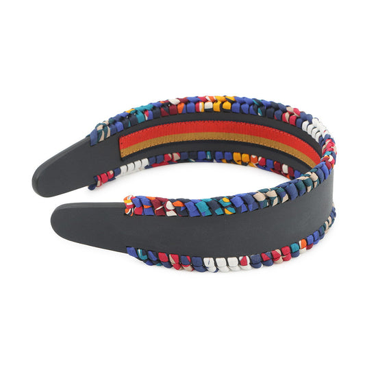 HERMES Headband Serie Grace Navy/Multicolor Swift Leather