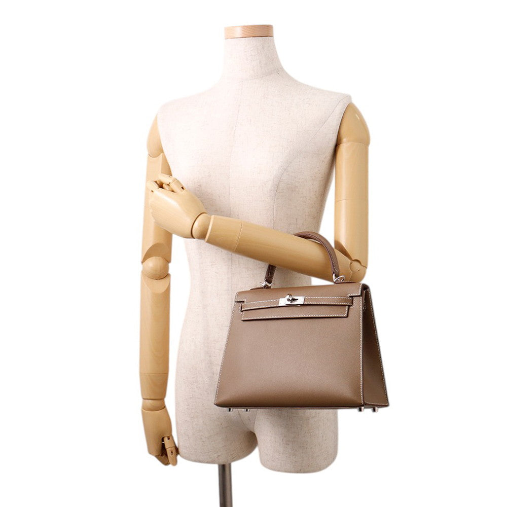 HERMES Kelly Sellier sewing Etoupe Veau Madame Size 25