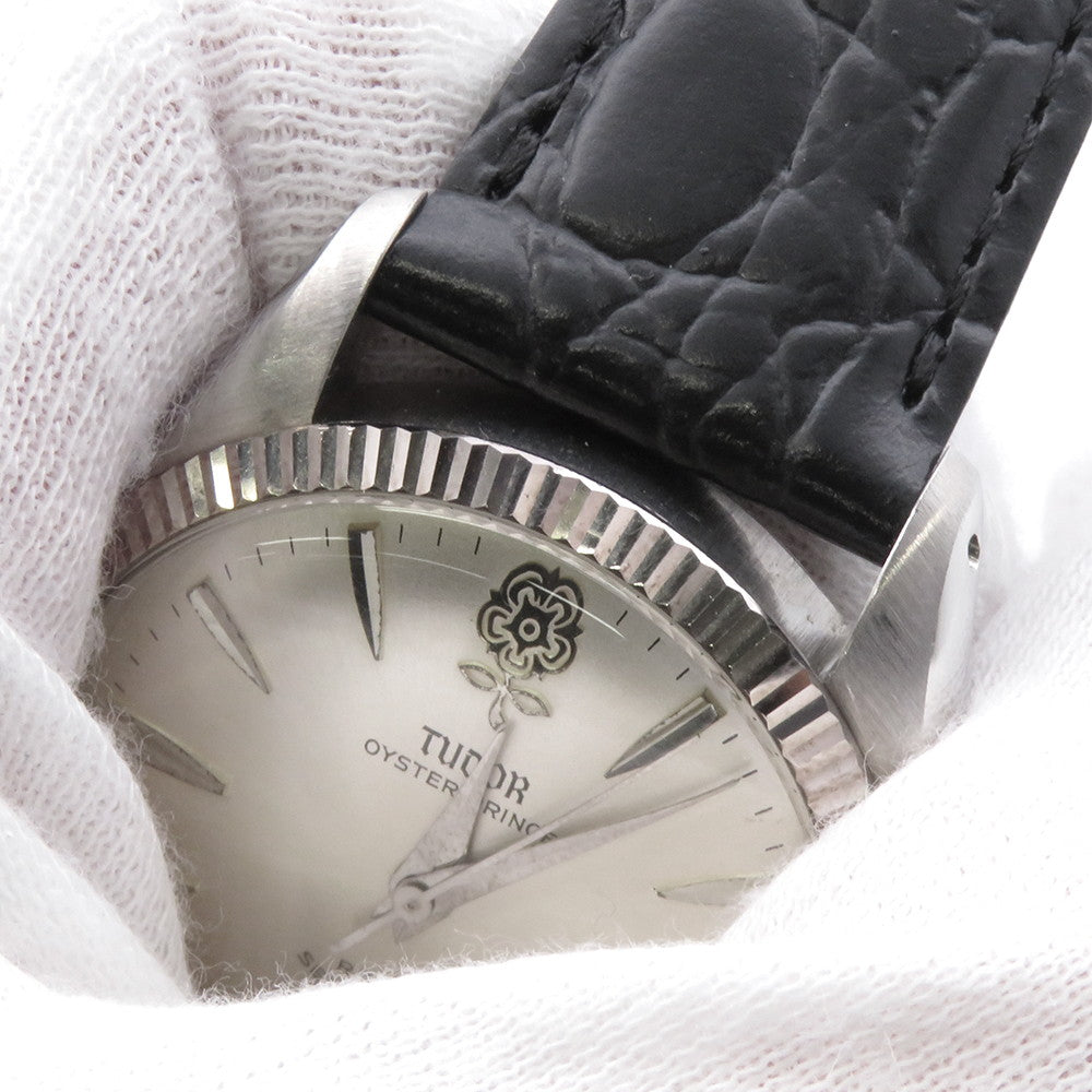 TUDOR Oyster Prince W34mm Stainless Steel Leather Silver Dial7965