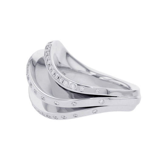 CARTIER Nouvelle Vague Melee Diamond Ring Size 53/#13 18K White Gold
