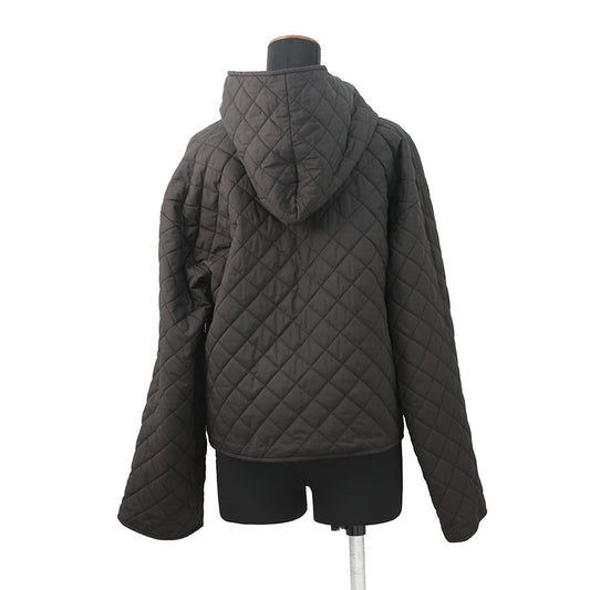 HERMES Quilted Short Jacket Size 38 Black Polyester100%