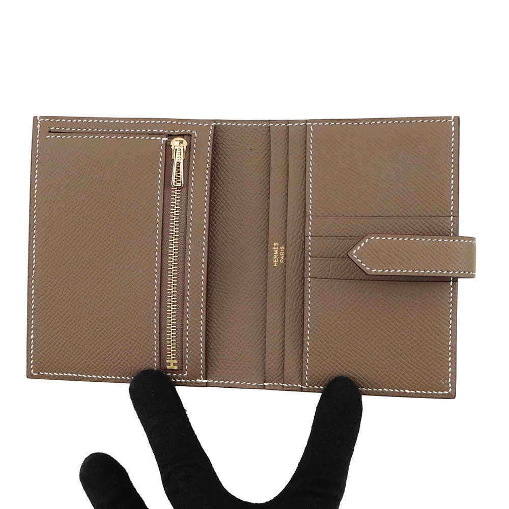 HERMES Bean compact Etoupe Epsom