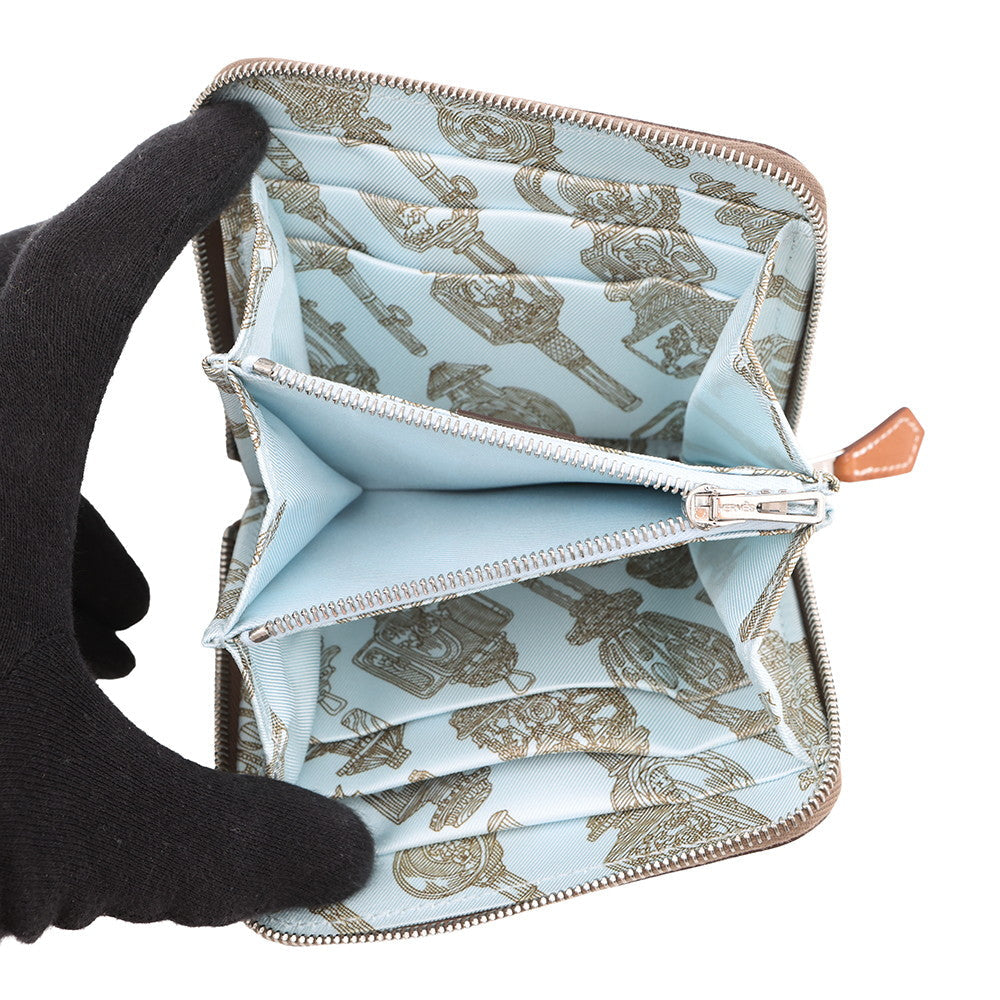 HERMES Azap compact silk in Etoupe Evercolor
