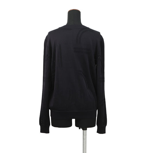 HERMES Twillaine Top Size 40 Black/White Silk 87% Polyamide 10% Elastane 3%