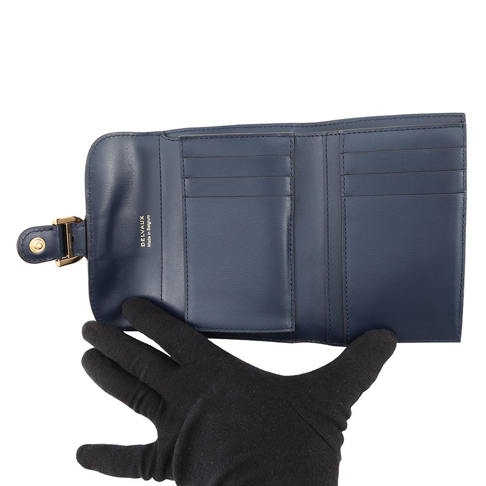 Delvaux Brillon Compact Wallet Tri-Fold night skyAB0493AAM0AZBDO Opera Calf Leather