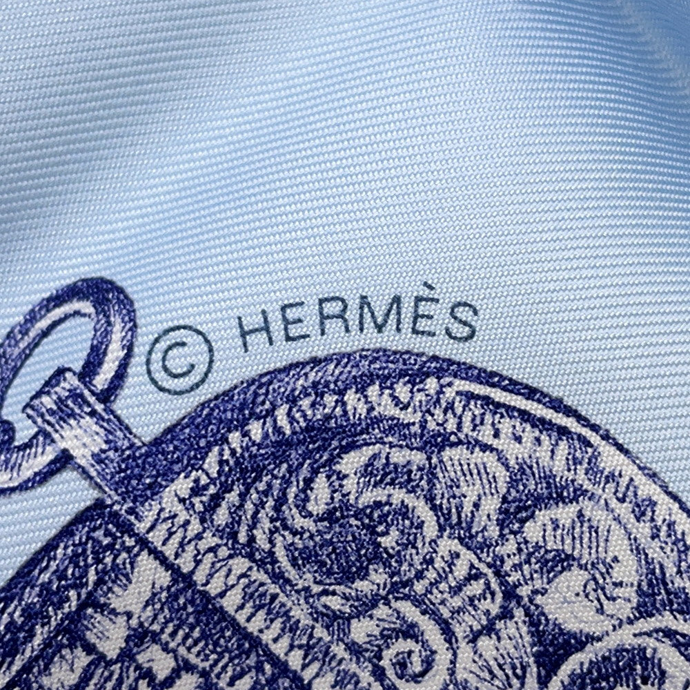HERMES Carre Nous Sommes Inseparables Size 90 Blue Ciel/Marine Silk100%