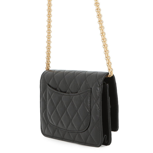 CHANEL 2.55 Icon Chain Wallet BlackA80834 Vintage Calf Leather